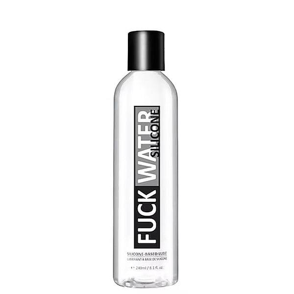 FuckWater Silicone 8 oz clear bottle with black flip cap, silicone-based personal lubricant