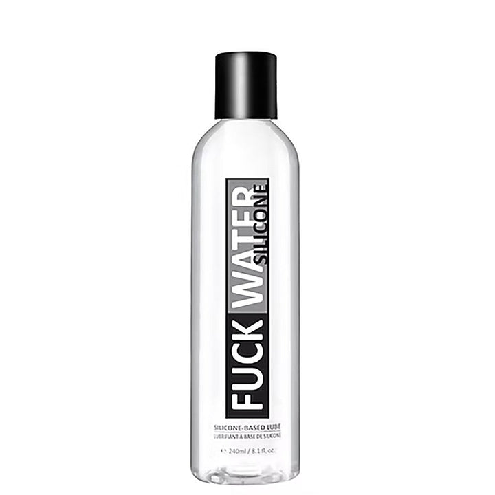 FuckWater Silicone 8 oz clear bottle with black flip cap, silicone-based personal lubricant