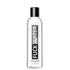 FuckWater Silicone 8 oz clear bottle with black flip cap, silicone-based personal lubricant