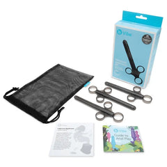 Full kit display with applicators, storage bag, user guide, booklet, and product box