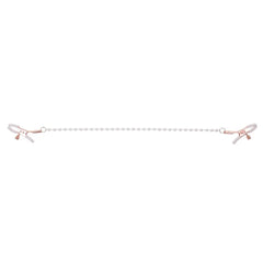 Full-length view of pearl chain nipple clamps stretched out, showing chain length and clamp spread