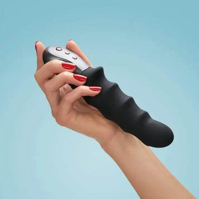 Fun Factory Stronic Surf Ribbed Pulsator Dildo Black - Dreamy Desire