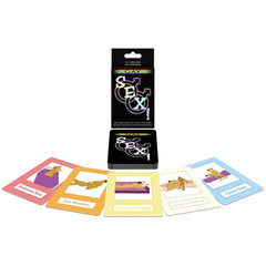 Gay Card Sex Game by Kheper Games showing box and five illustrated position cards fanned out