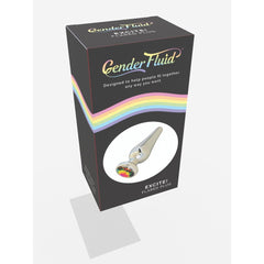 Gender Fluid Excite! Flared Plug packaging showing rainbow branding on dark box