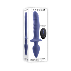 Gender X Dual Defender retail box showing 30-foot remote range and 10 speeds callouts