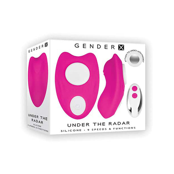 Gender X Under the Radar undie vibe retail box showing pink silicone vibrator and remote