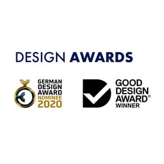 German Design Award 2020 nominee and Good Design Award winner badges for Power Flower