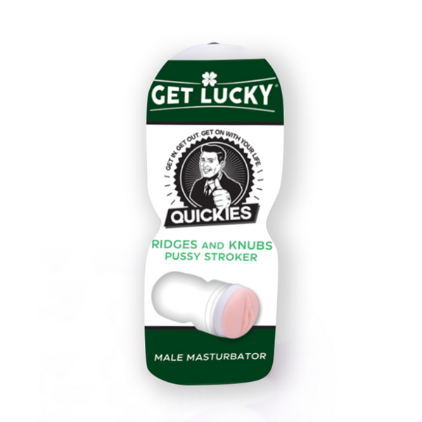 Get Lucky Quickies Ridges & Knubs stroker in compact packaging with green and white branding