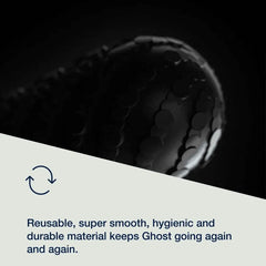 Close-up of Ghost stroker scale texture surface with reusable CleanTech silicone detail callout