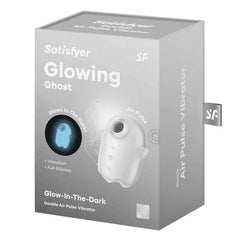Glowing Ghost double air pulse vibrator packaging showing glow-in-the-dark and vibration features