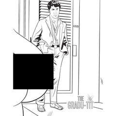 The Gradu-Tit interior page with classic film-inspired line drawing, showing book's pop-culture humor