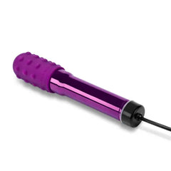 Grand Bullet vibrator with USB charging cable connected to base of metallic handle