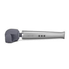 Grey Loop silicone attachment mounted on a Le Wand massager handle, shown in full side profile view