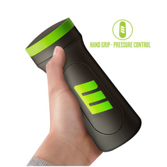 Hand gripping the M2 black stroker casing, demonstrating ergonomic pressure-control hand grip