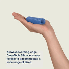 Hand holding the compact Arcwave Ghost stroker, illustrating its flexible CleanTech Silicone build