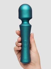 Hand holding ROMP Presto Wand upright showing compact handle size and control buttons