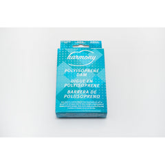 Harmony Polyisoprene Dam 6-pack in teal geometric-print retail box, front view