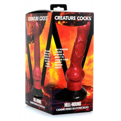 Hell-Hound Canine Penis Silicone Dildo shown in its Creature Cocks retail packaging box