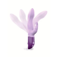 Hello Rabbit Viva Mauve shown with flexible shaft in multiple positions demonstrating bendability
