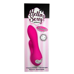 Hello Sexy Shimoji Wireless 9X packaging showing USB rechargeable rabbit vibrator by Shibari