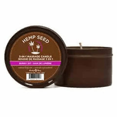 Hemp Seed 3-in-1 Massage Candle in Skinny Dip, brown tin with lid, 6 oz