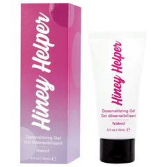 Hiney Helper 15mL gel tube beside its pink gradient box showing product pairing