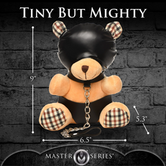 Hooded Bondage Bear dimensions shown: 9 inches tall, 6.5 inches wide, 5.3 inches deep