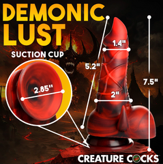 Horny Devil dildo dimension diagram: 7.5in total, 5.2in insertable, 2.85in suction cup