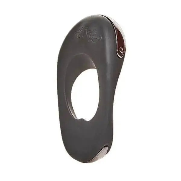 Hot Octopuss Atom Plus vibrating cock ring in dark grey silicone, front view