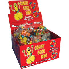 Hott Products Candy C Ring display box holding 50 individually wrapped rainbow candy rings