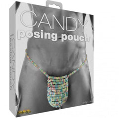 Hott Products Candy Posing Pouch box showing pastel candy-bead thong on male torso