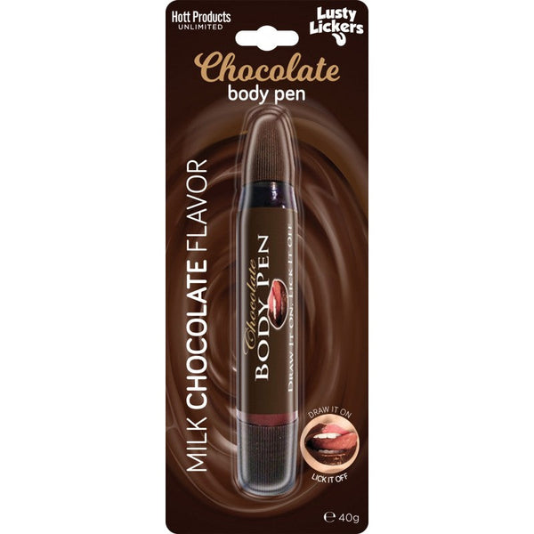 Hott Products Chocolate Body Pen in blister packaging, milk chocolate flavour, 40g marker-style pen
