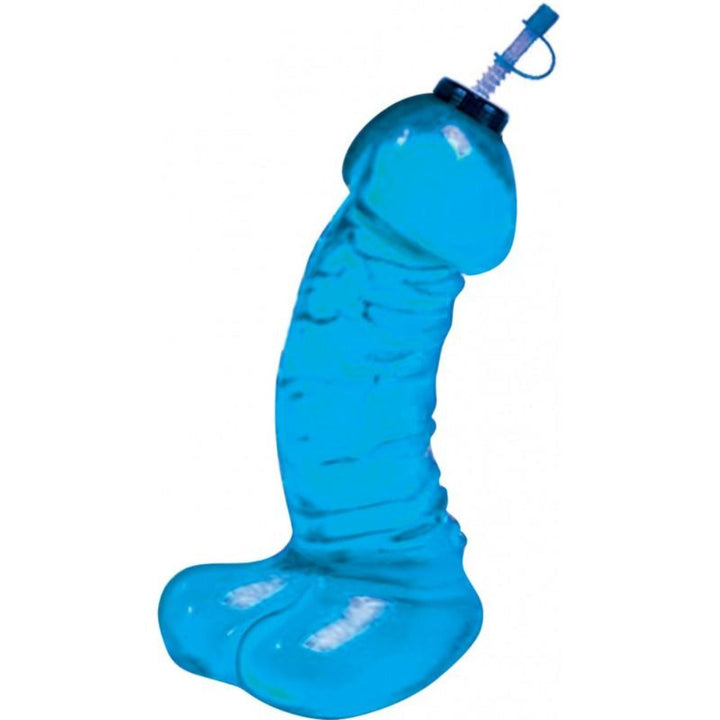 Hott Products Dicky Chug Sports Bottle in translucent blue with flip-top straw lid, 16 oz