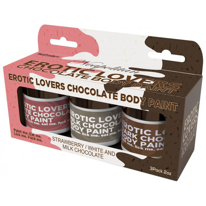 Hott Products Neapolitan Chocolate Lovers Body Paint 3-pack set in strawberry, white, and milk chocolate