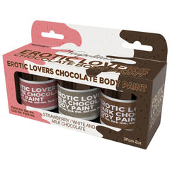 Hott Products Neapolitan Chocolate Lovers Body Paint 3-pack set in strawberry, white, and milk chocolate