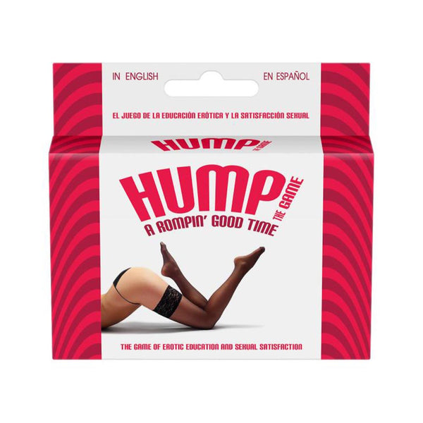 Hump The Game box in red and white, a bilingual erotic education card game