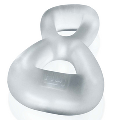 Hunkyjunk Boomerang clear steam double-ring cockring, figure-8 silicone shape, front view