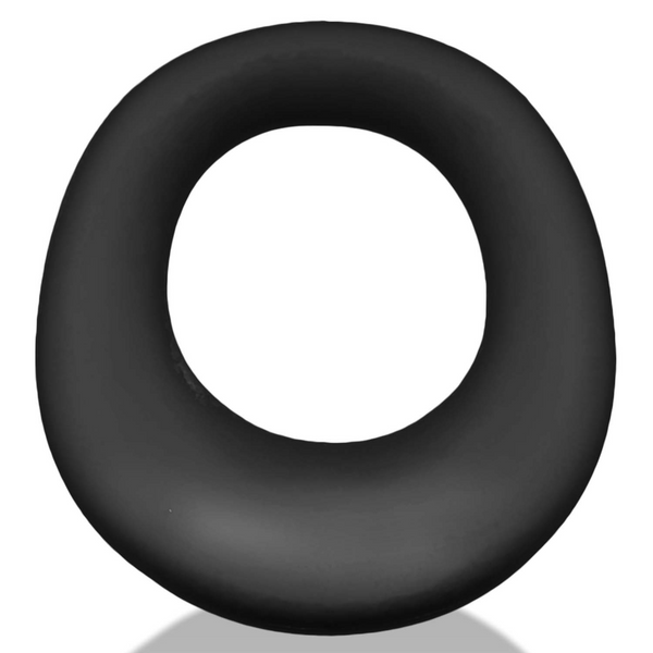 Hunkyjunk Expander cockring in black fog, smooth silicone, rounded toroidal shape