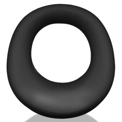 Hunkyjunk Expander cockring in black fog, smooth silicone, rounded toroidal shape