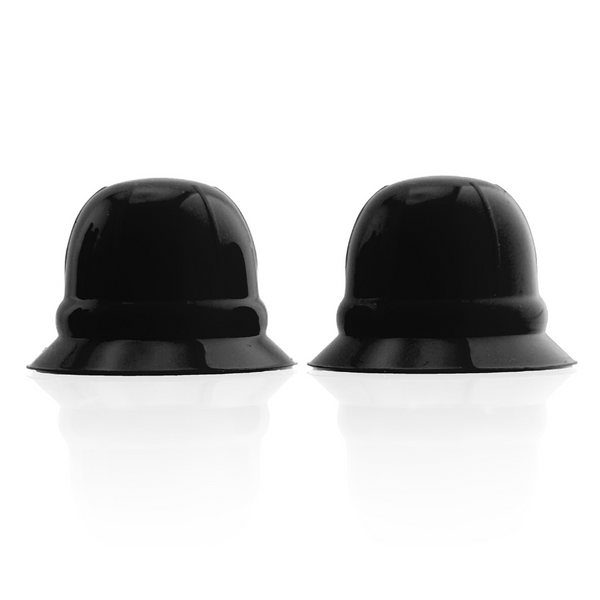 Hunkyjunk Nano Nips black silicone nipple suckers, front view showing domed top and wide flared base