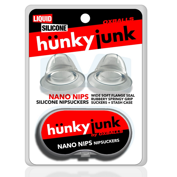 Hunkyjunk Nano Nips retail blister card with stash case, liquid silicone nipple suckers