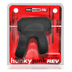 Hunkyjunk REVHAMMER cock and shaft ring vibe in black Plus+ Silicone retail packaging