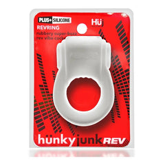 Hunkyjunk REVRING white ice silicone vibrating cock ring in retail packaging