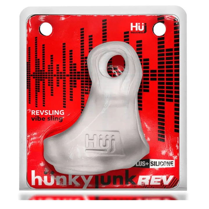 Hunkyjunk REVSLING vibe sling in clear ice, shown in retail packaging with red graphic design