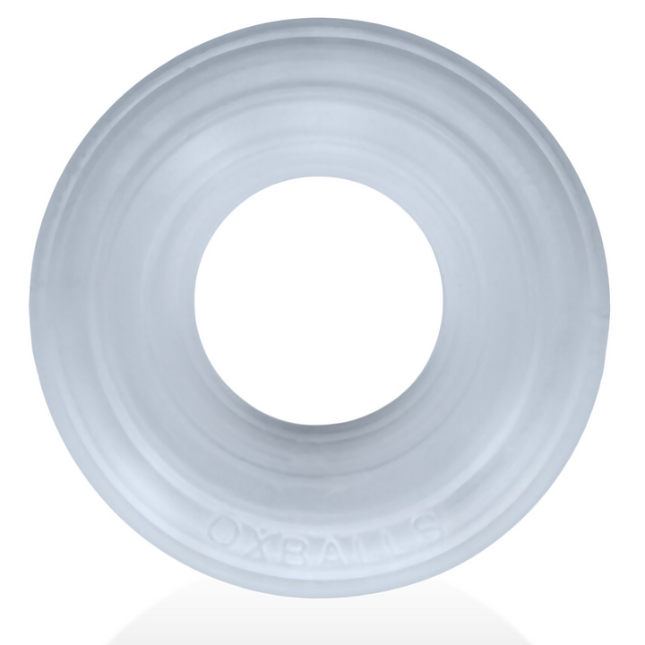 Hunkyjunk ROTO cock ring in clear steam silicone, front view showing ridged toroidal shape