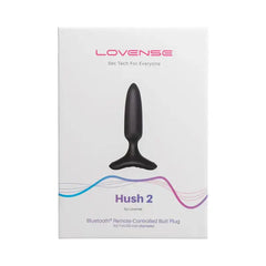 Hush 2 by Lovense packaging box showing Bluetooth remote-controlled butt plug, XS 25mm
