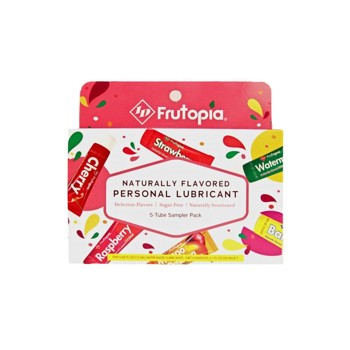 ID Frutopia Naturally Flavored Personal Lubricant 5-tube sampler pack, front view