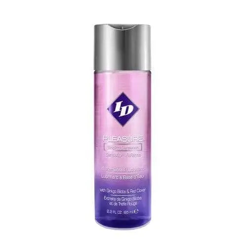 ID Pleasure Tingling Sensation Lubricant in a slim purple bottle with silver cap