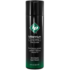 ID Millennium silicone lubricant in a sleek black 4.4 oz pump bottle, front view