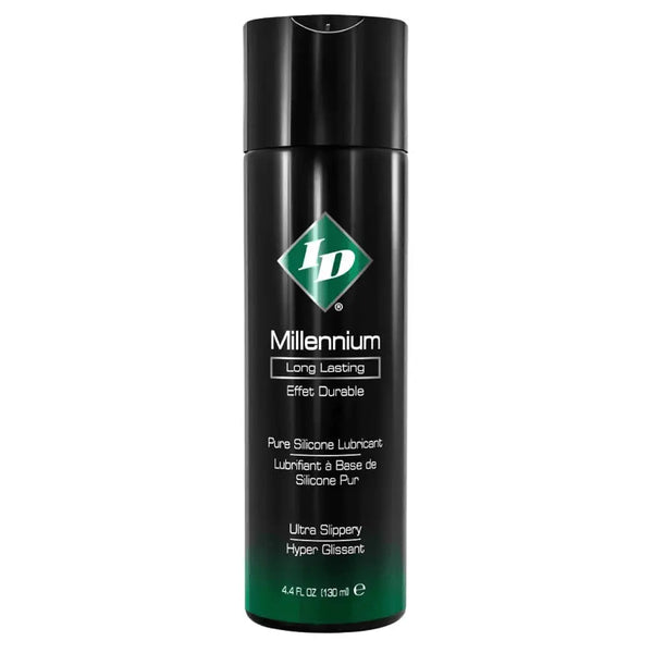 ID Millennium silicone lubricant in a sleek black pump bottle, 4.4 fl oz